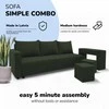 Meb Podrez Dvivietis išskleidžiamas sofa su staliuku ir pufais „Simple Combo“, „Podrez“, turkio-žalia