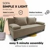 Meb Podrez Dvivietė sofa lova Simple X Light, be porankių, Podrez,, smėlio spalvos