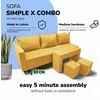 Meb Podrez Išskleidžiamas dvigulės sofos lovos komplektas su staliuku ir pufais Simple X Combo,, Podrez,, geltonos spalvos