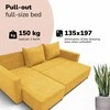 Meb Podrez Kampinė išskleidžiama sofa lova su patalynės dėže „Simple Sturis“, „Podrez“, geltonos spalvos