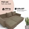 Meb Podrez Kampinė išskleidžiama sofa lova su patalynės dėže „Simple Sturis“, „Podrez“, smėlio spalvos