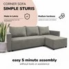 Meb Podrez Kampinė išskleidžiama sofa lova su patalynės dėže „Simple Sturis“, „Podrez“, šviesiai pilkos spalvos