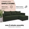 Meb Podrez Kampinė išskleidžiama sofa lova su patalynės dėže „Simple Sturis“, „Podrez“, turkio-žalios spalvos