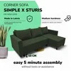 Meb Podrez Kampinė išskleidžiama sofa lova su patalynės dėže Simple X Sturis,, Podrez,, turkio-žalios spalvos