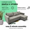 Meb Podrez Kampinė išskleidžiama sofa lova su patalynės dėže Simple X Sturis,, Podrez,, šviesiai pilkos spalvos
