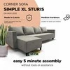 Meb Podrez Klasikinis didelis kampinis sofos komplektas Simple XL Sturis, Šviesiai pilka