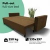 Meb Podrez Klasikinė sofa-lova Simple X Line, su patalynės dėže, Podrez,, rudos spalvos