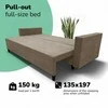 Meb Podrez Klasikinė sofa-lova Simple X Line, su patalynės dėže, Podrez,, smėlio spalvos
