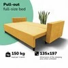 Meb Podrez Klasikinė sofa-lova Simple X Line, su patalynės dėže, Podrez,, geltonos spalvos