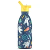 Cool Bottles - Nerūdijančio plieno vaikiškas buteliukas su šiaudeliu arba užsukimu, 500ml (Galactic ride)