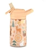Cool Bottles - Nerūdijančio plieno vaikiškas buteliukas su atlenkiamu šiaudeliu, 350ml (Woodland buddies)