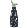 Cool Bottles - Nerūdijančio plieno vaikiškas buteliukas su šiaudeliu arba užsukimu, 260ml (Space rockets)