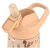 Cool Bottles - Nerūdijančio plieno vaikiškas buteliukas su atlenkiamu šiaudeliu, 350ml (Woodland buddies)