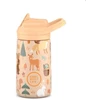 Cool Bottles - Nerūdijančio plieno vaikiškas buteliukas su atlenkiamu šiaudeliu, 350ml (Woodland buddies)