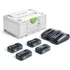 Priedų rinkinys Festool SYS 18V 4x4,0/TCL 6 DUO; 18 V; 4x4,0 Ah akum.