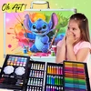145vnt Piešimo ir Tapybos rinkinys vaikiškame lagamine Stich, profesionalus meno rinkinys vaikai, suaugusiems, paaugliams ir menininkams Oh Art!