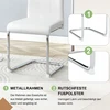 2x baltos PU minkštos valgomojo kėdės Šiuolaikinės metalinės kojos