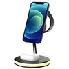 3-in-1 magnetinis belaidis įkroviklis DELTACO, telefonas/TWS/laikrodis, LED lemputė / QI-1041