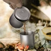 3 viename titano rinkinys: 750 ml puodelis + 420 ml vandens puodelis + šaukštas - lengvas titano puodelis