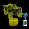 3D Lamp Led Naktinė Lempa "quad 3d" su 16 Spalvų ir Nuotolinio Valdymo Pulteliu