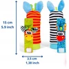 4x 3D SOCKS RANKINĖS barškučiai VAIKŲ JAUTIMO ŽAISLUI