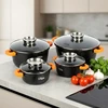 4x GRANITINIAI puodų rinkinys dujinių indukcinių puodų VILDE 16 20 24 28 cm