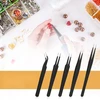 5 TIKSLIŲ NERŪDIJANČIO PLIENO ĮVAIRIŲ DYDŽIŲ JUODOS pincetų rinkinys