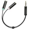 Adapteris DELTACO 3.5mm 4pin M - 2x3.5mm 3pin F, 0.1m, juodas lankstus / AUD-201