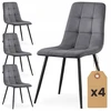 Akord 4x Minkšta aksominė dygsniuota kėdė Dark Graphite NERO Juodas kojos
