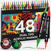 AKRILINIAI ŽYMEKLIAI 48 Vnt. DUAL TIP ARTISTIC RAŠIKLIŲ RINKINYS