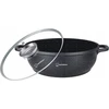 Aliuminio Wok 28 cm su marmurine danga ir stikliniu dangteliu 3,3 l Masterpan
