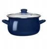 Altom Design EMALINIS PUODAS STIKLINIU DANČIU 22 CM 3,5 L NAVY MĖLYNAS SRIUBAI virti