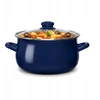 Altom Design EMALINIS PUODAS STIKLINIU DANČIU 22 CM 3,5 L NAVY MĖLYNAS SRIUBAI virti