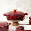 ANDREAS bordo spalvos plokščias ombre ketaus puodas, 28cm 2,5 l HOMLA