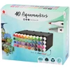 Aquamarkers Decotime 40 vnt. su gėlėmis - profesionalūs dvipusiai žymekliai