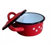 Artnik Retro emaliuotas puodas, 2 L, su dangteliu, raudonas puodas su taškeliais