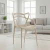 Artseries Moderni kreminė Ecru LOFT plastikinė ažūrinė kėdė virtuvės svetainei
