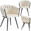 Atos Modernus ROSA MG50 Chair Kreminis Braided Juodas Legs Loft Glamour