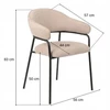 Avida Design Bianca minkšta valgomojo kėdė Loft Living Room, smėlio spalvos porankiai