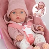 BABY Doll 30 cm NEŠĖLIŲ SĖDYNĖS KINDERPLAY ROŽINIŲ DRABUŽIŲ RINKINYS