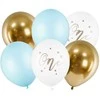 Party Deco Gimtadienio balionai Pastelinė šviesiai mėlyna balta aukso mėlyna 30cm 6 vnt.