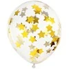 PartyDeco Balionai su konfeti "Auksinės žvaigždės" 30 cm
