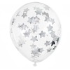 PartyDeco Balionai su konfeti "Sidabrinės žvaigždės" 30 cm
