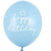 Party Deco Balionai "Happy birthday" melsvi 30cm 6 vnt