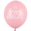 PartyDeco Balionų rinkinys Happy Birthday rausvi 6vnt