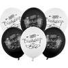 Balionai su spaudiniu Happy Birthday To You PartyDeco Ø30cm/6vnt. juodi/balti
