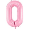 PartyDeco Folinis balionas "0" rožinis, 86 cm