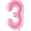PartyDeco Folinis balionas "3" rožinis, 86 cm