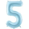 PartyDeco Folinis balionas "5" melsvas, 86 cm