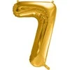 PartyDeco Folinis balionas "7" auksinis, 86 cm